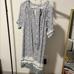 LOFT Blue and White Midi Dress